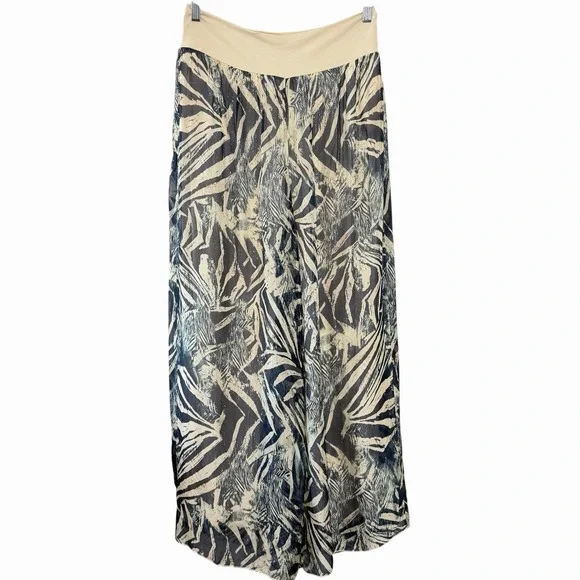 Bellambra Italy Womens Silk Blend Palazzo Pants Size L Wide Leg Resort Boho - Picture 2 of 15